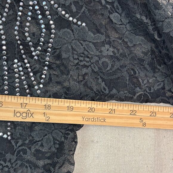 Daytrip Women Whimsigoth Witchy Rhinestone Lace Top Size L Black Vamp Dark Boho - Picture 5 of 7
